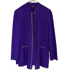 Misook Knit Structured Cardigan Jacket Chain Trim Lux Business Panache